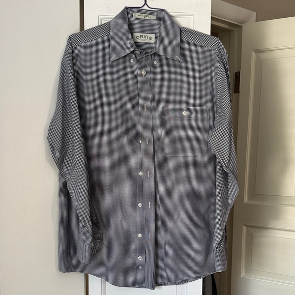 Orvis Other - Orvis Navy Checkered Button-Down Shirt M